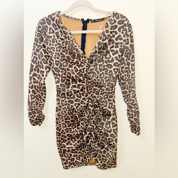 Zara Faux Suede Cheetah Print Dress - Picture 2 of 5